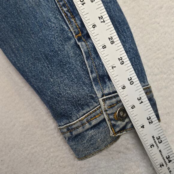 Zara Denim Sherpa Jacket Mens L Blue Fleece Lined Trucker Jean Jacket Coat - Picture 12 of 14